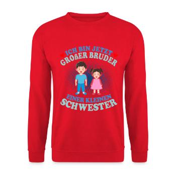Großer Bruder Kleine Schwester - Unisex Pullover - Rot - Vorne - Alina (178cm) & Michal (187cm)