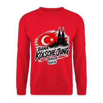 Bana Kölsche Jung derler – Köln Türkei - Unisex Pullover - Rot - Vorne - Alina (178cm) & Michal (187cm)