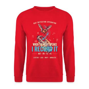 Nachtstimmen Fledermaus Aufnahme - Unisex Pullover - Rot - Vorne - Alina (178cm) & Michal (187cm)