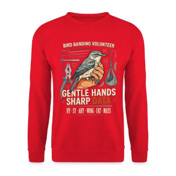 Vogelfang-Banding Freiwilliger - Unisex Pullover - Rot - Vorne - Alina (178cm) & Michal (187cm)