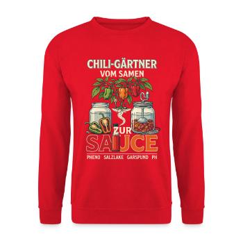 Chili-Gärtner Vom Samen Zur Sauce - Unisex Pullover - Rot - Vorne - Alina (178cm) & Michal (187cm)