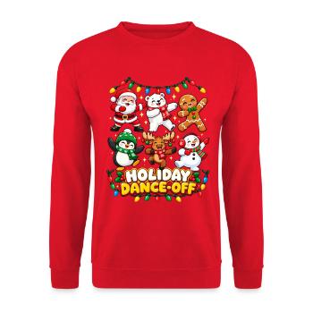 Holiday Dance-Off Festtagsmotif - Unisex Pullover - Rot - Vorne - Alina (178cm) & Michal (187cm)