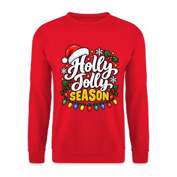 Holly Jolly Season – Weihnachtsdesign - Unisex Pullover - Rot - Vorne - Alina (178cm) & Michal (187cm)