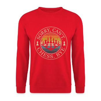 Sorry Kann Nicht Schach Tschüss Für Schachspieler - Unisex Pullover - Rot - Vorne - Alina (178cm) & Michal (187cm)