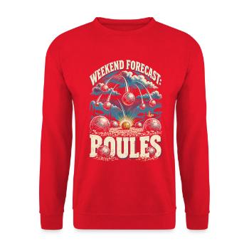 Pentanque Weekend Forecast Boules - Unisex Pullover - Rot - Vorne - Alina (178cm) & Michal (187cm)