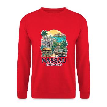 Nassau Bahamas - Unisex Pullover - Rot - Vorne - Alina (178cm) & Michal (187cm)