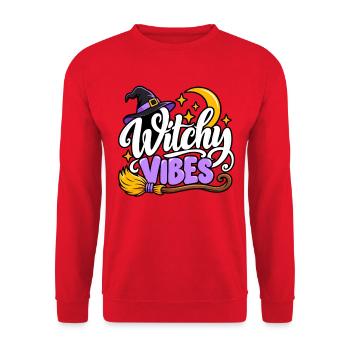 Witchy Vibes Halloween Charm - Unisex Pullover - Rot - Vorne - Alina (178cm) & Michal (187cm)