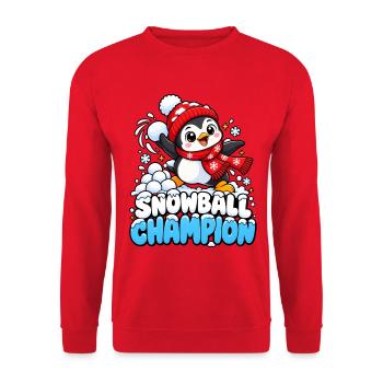 Schneeball-Champion Pinguin - Unisex Pullover - Rot - Vorne - Alina (178cm) & Michal (187cm)