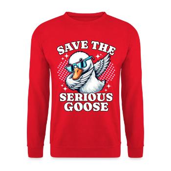 Gans Save Goose - Unisex Pullover - Rot - Vorne - Alina (178cm) & Michal (187cm)