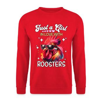 Hahn Mädchen Rooster - Unisex Pullover - Rot - Vorne - Alina (178cm) & Michal (187cm)
