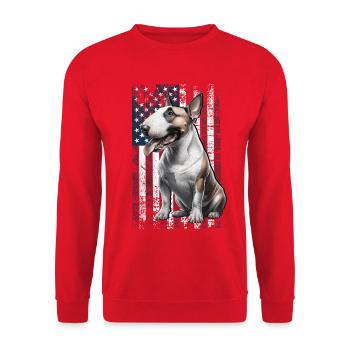 Bull Terrier US Bullterrier - Unisex Pullover - Rot - Vorne - Alina (178cm) & Michal (187cm)