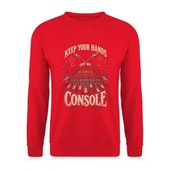 Tontechniker Keep Your Hand Off My Console - Unisex Pullover - Rot - Vorne - Alina (178cm) & Michal (187cm)