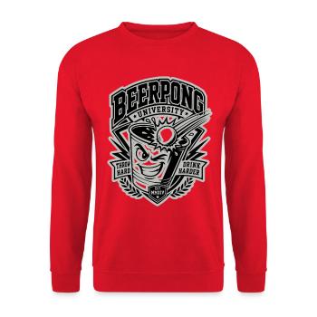 Beer Pong University - Unisex Pullover - Rot - Vorne - Alina (178cm) & Michal (187cm)