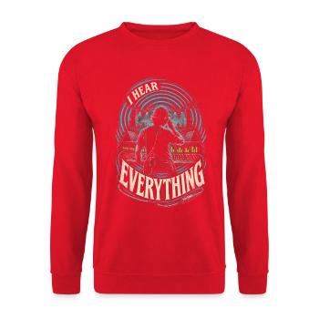 Tontechniker Tontechnik I Hear Everything - Unisex Pullover - Rot - Vorne - Alina (178cm) & Michal (187cm)