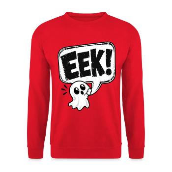 Eek! Süßer Geist Sprechblase - Unisex Pullover - Rot - Vorne - Alina (178cm) & Michal (187cm)