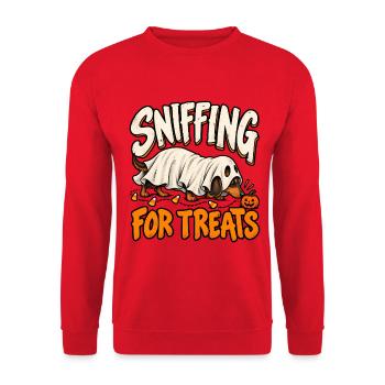 Sniffing for Treats Halloween Pup - Unisex Pullover - Rot - Vorne - Alina (178cm) & Michal (187cm)
