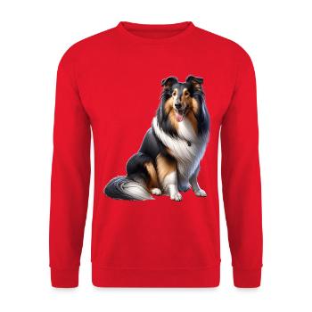 Langhaar Collie Collie - Unisex Pullover - Rot - Vorne - Alina (178cm) & Michal (187cm)