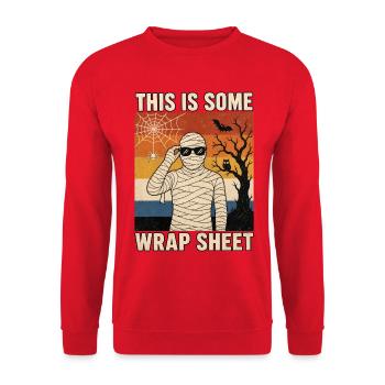 This is some Wrap Sheet lustige Mumie Halloween - Unisex Pullover - Rot - Vorne - Alina (178cm) & Michal (187cm)
