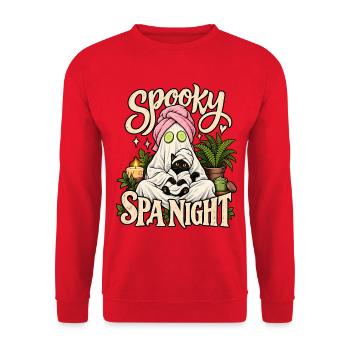 Spooky Spa Night - Unisex Pullover - Rot - Vorne - Alina (178cm) & Michal (187cm)