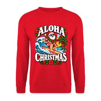 Aloha Weihnachten Surfer Santa - Unisex Pullover - Rot - Vorne - Alina (178cm) & Michal (187cm)