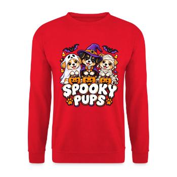 Spukpups Halloween Trio - Unisex Pullover - Rot - Vorne - Alina (178cm) & Michal (187cm)