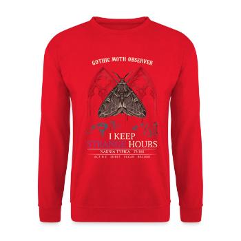 Gothic Moth Observer: Strange Hours - Unisex Pullover - Rot - Vorne - Alina (178cm) & Michal (187cm)