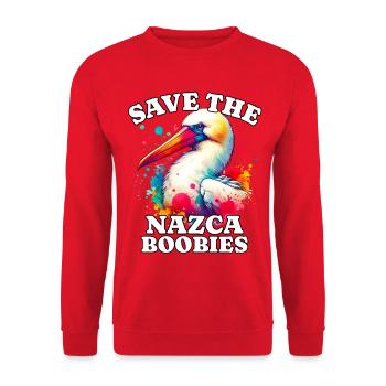 Nazca Tölpel Save Nazca Booby - Unisex Pullover - Rot - Vorne - Alina (178cm) & Michal (187cm)