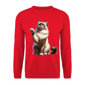 Birma Katze Birman Cat - Unisex Pullover - Rot - Vorne - Alina (178cm) & Michal (187cm)