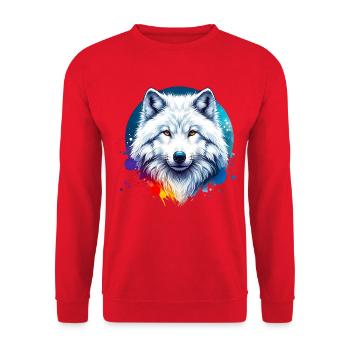 Polarwolf Motiv - Unisex Pullover - Rot - Vorne - Alina (178cm) & Michal (187cm)