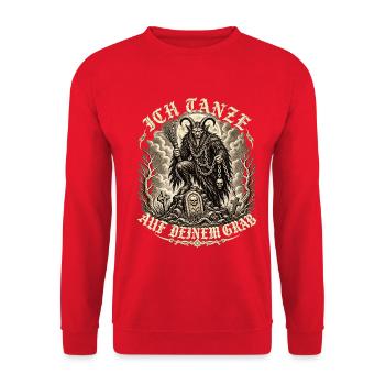 Teufelsbock mit Sense - Unisex Pullover - Rot - Vorne - Alina (178cm) & Michal (187cm)