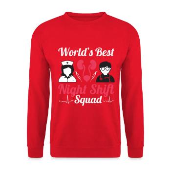 Nachtschicht Krankenpflege Anerkennung Urologie - Unisex Pullover - Rot - Vorne - Alina (178cm) & Michal (187cm)