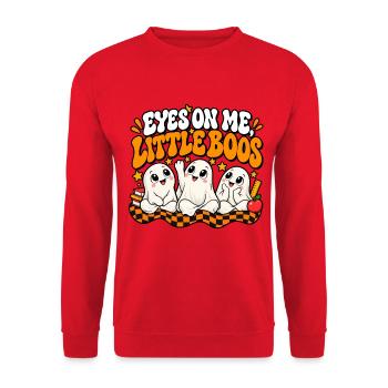 Augen auf mich: Kleine Boo-Geister - Unisex Pullover - Rot - Vorne - Alina (178cm) & Michal (187cm)