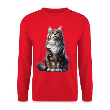 Norwegische Waldkatze Norwegian Forest - Unisex Pullover - Rot - Vorne - Alina (178cm) & Michal (187cm)