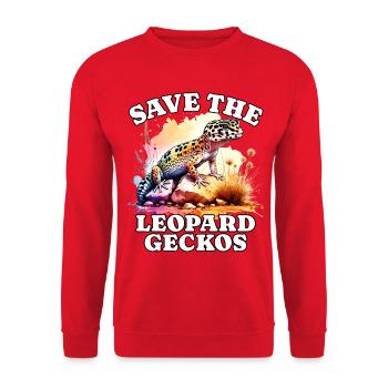 Save Leopardgecko - Unisex Pullover - Rot - Vorne - Alina (178cm) & Michal (187cm)