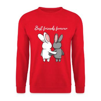 Best Friends Forever Hasen Beste Freunde - Unisex Pullover - Rot - Vorne - Alina (178cm) & Michal (187cm)
