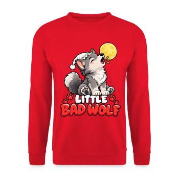 Mondschein Wolf mit Wintermütze - Unisex Pullover - Rot - Vorne - Alina (178cm) & Michal (187cm)