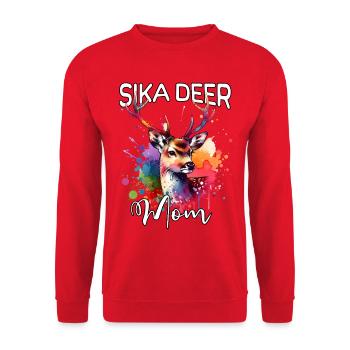 Sikahirsch Mama - Unisex Pullover - Rot - Vorne - Alina (178cm) & Michal (187cm)