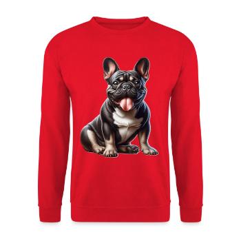 Französische Bulldogge French Bulldog - Unisex Pullover - Rot - Vorne - Alina (178cm) & Michal (187cm)