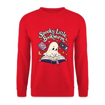 Spooky Little Bookworm - Unisex Pullover - Rot - Vorne - Alina (178cm) & Michal (187cm)