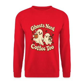 Ghosts Need Coffee Too - Unisex Pullover - Rot - Vorne - Alina (178cm) & Michal (187cm)