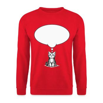 Katzenbaby sitzend mit Denkblase weiss - Unisex Pullover - Rot - Vorne - Alina (178cm) & Michal (187cm)