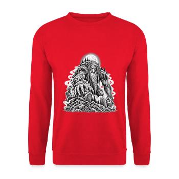Düsterer Waldtroll im Mondschein - Unisex Pullover - Rot - Vorne - Alina (178cm) & Michal (187cm)