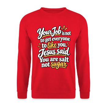 Christliche Botschaft Salz der Erde - Unisex Pullover - Rot - Vorne - Alina (178cm) & Michal (187cm)