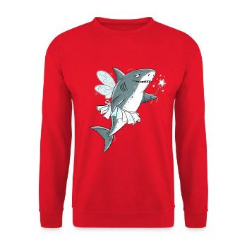Hai Fee Zahnfee Shark Fantasy Zahnarzt Humor - Unisex Pullover - Rot - Vorne - Alina (178cm) & Michal (187cm)