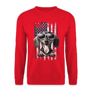 Dachshund US Dackel - Unisex Pullover - Rot - Vorne - Alina (178cm) & Michal (187cm)