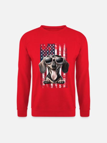 Dachshund US Dackel - Unisex Pullover - Rot