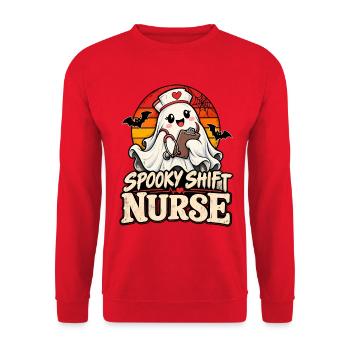Spukschicht Nurse Halloween - Unisex Pullover - Rot - Vorne - Alina (178cm) & Michal (187cm)