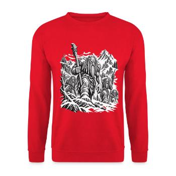 Bergtrolle – Unheimlicher Marsch - Unisex Pullover - Rot - Vorne - Alina (178cm) & Michal (187cm)