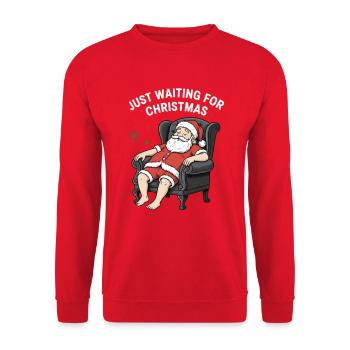 Schläfriger Weihnachtsmann lustig frohe Weihnachten - Unisex Pullover - Rot - Vorne - Alina (178cm) & Michal (187cm)