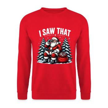 Ich habe diesen Weihnachtsmann "Frohe Weihnachten" lustig gesehen - Unisex Pullover - Rot - Vorne - Alina (178cm) & Michal (187cm)